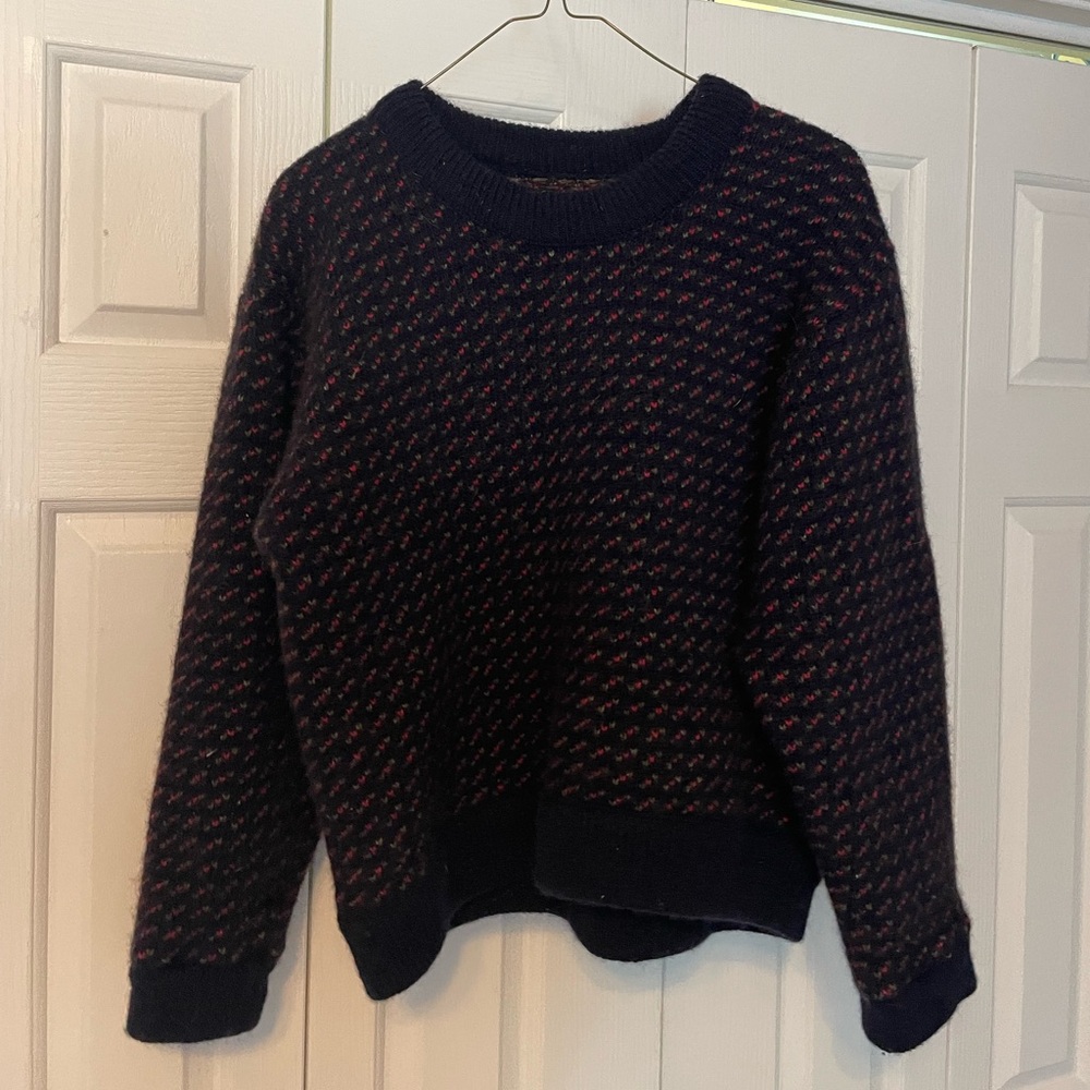 L.L. Bean Blue and Red Crew Neck Sweater